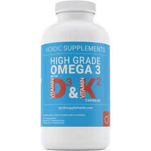 Nordic Supplements® Omega 3 Fish Oil 1000Mg with Vitamin D3 4000IU & K2 MK-7 100Μg – High Strength Triple Formula for Heart, Brain, Vision, Immune & Bone Health – 180 Capsules – Burp-Free & Ultra-Pure