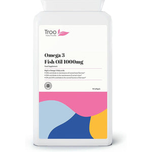 Troo Health Care Omega 3 Fish Oils 1000Mg 90 Capsules | High Strength Daily Omega 3 Fatty Acid Supplement with DHA and EPA | UK Manufactured to GMP Standards