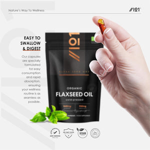 Organic Flaxseed Oil 1440Mg - 64% Omega 3-6-9 – 120 Vegan Liquid Capsules – Cold Pressed – Rich in Alpha Linoleic Acid, Linoleic Acid & Oleic Acid - by Alpha01