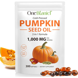 Pumpkin Seed Oil Capsules 1000Mg per Serving - 300 Softgels for Hair & Urinary Support - 2-In-1 Formula, Rich in Zinc & Omega Fatty Acids - Easy-To-Swallow, Vegan