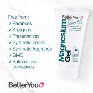 Betteryou Magnesium Body Gel | Pure, Clean, and Natural Source of Magnesium Chloride | Transdermal Magnesium Body Gel | for Use on Joints and Muscles | 150Ml