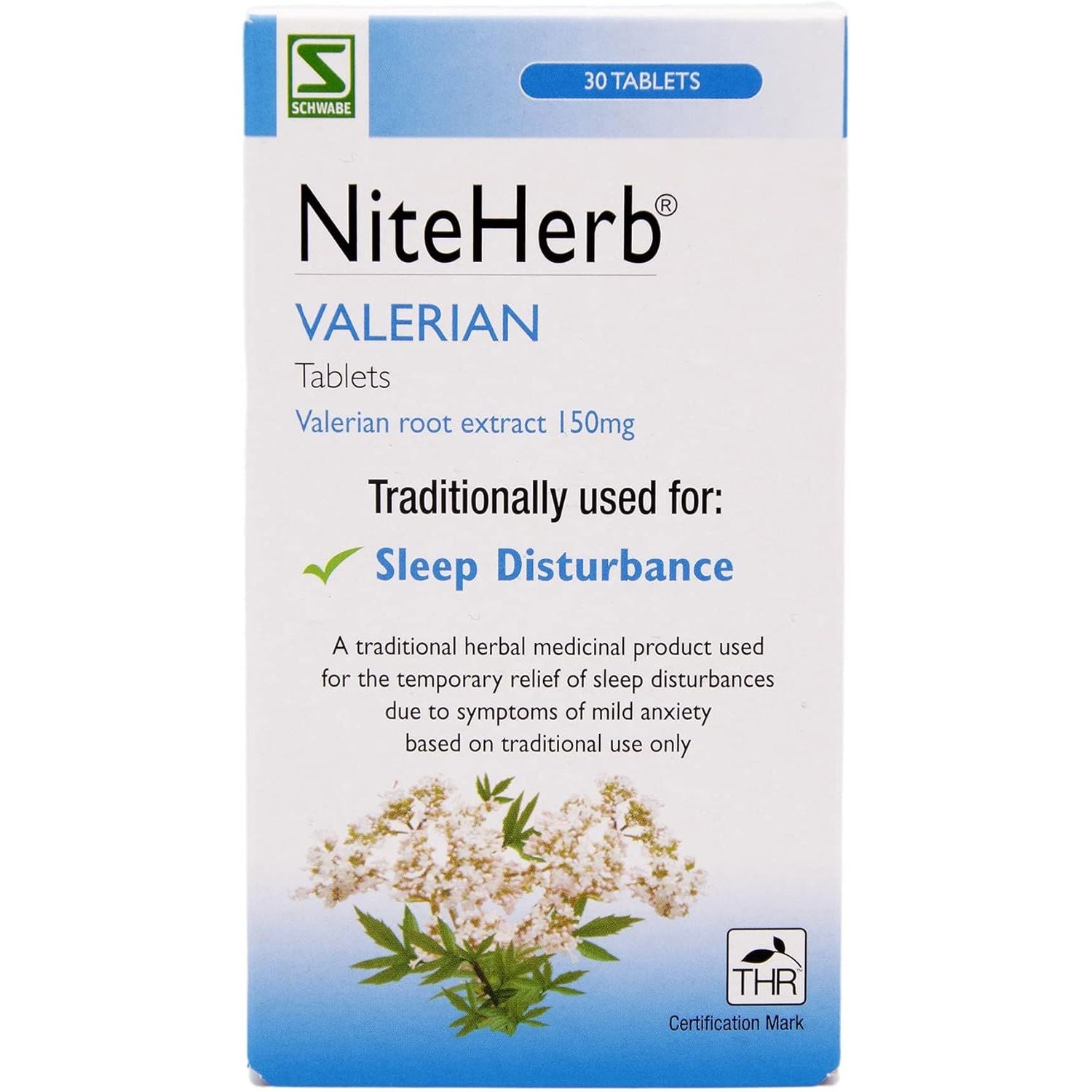 Schwabe Pharma - Niteherb - Valerian Root Extract 150Mg - Traditionally Used for Sleep Disturbances - Traditional Herbal Medicinal Product - 30 Tablets