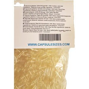 Empty Gelatin Capsules Size 0 – 1000 Count – Clear, Two-Part Bovine Gelatin – Easy-To-Fill, Kosher & Halal Certified – ~500Mg Capacity