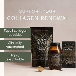 Ancient + Brave True Collagen 200G - Grass-Fed Bovine Collagen Powder - 100% Hydrolysed Collagen Peptides (Type 1) - High Protein, Fasting, Keto - Anti-Ageing, Skin, Hair & Nail Health