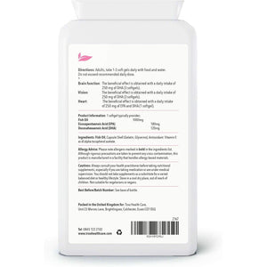 Troo Health Care Omega 3 Fish Oils 1000Mg 90 Capsules | High Strength Daily Omega 3 Fatty Acid Supplement with DHA and EPA | UK Manufactured to GMP Standards
