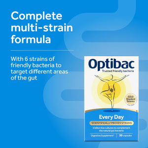 Optibac Probiotics Every Day - Digestive Probiotic Supplement with 5 Billion Bacterial Cultures & FOS Fibres - 30 Capsules