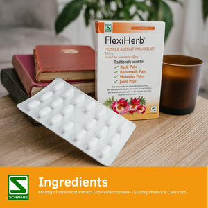 Schwabe Pharma - Flexiherb Muscle and Joint Pain Relief - Devils Claw Root Extract 600Mg - Traditionally Used for Backache, Rheumatic Pain, Muscular Pain, Joint Pain - 40 Tablets