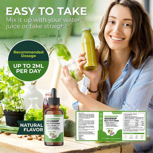 Soursop Multivitamin Drop Natural Energy Booster, Immune Support, Vegan,Gluten Free,Non-Gmo Vitamin B6,C,D, 60Ml