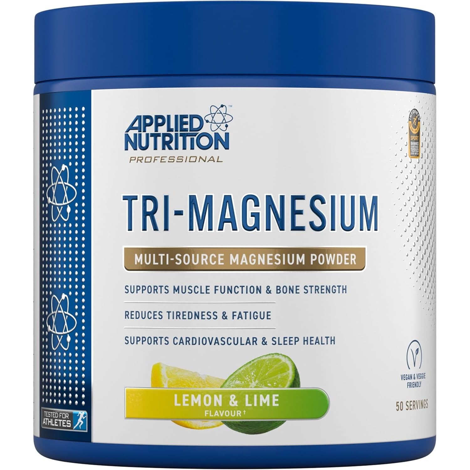 Applied Nutrition Tri-Magnesium Powder 3 in 1 - Magnesium Glycinate Supplements for Bone, Muscle, Nervous System Sleep Health - 300 Mg per Serving (200G - 50 Servings) (Lemon & Lime)