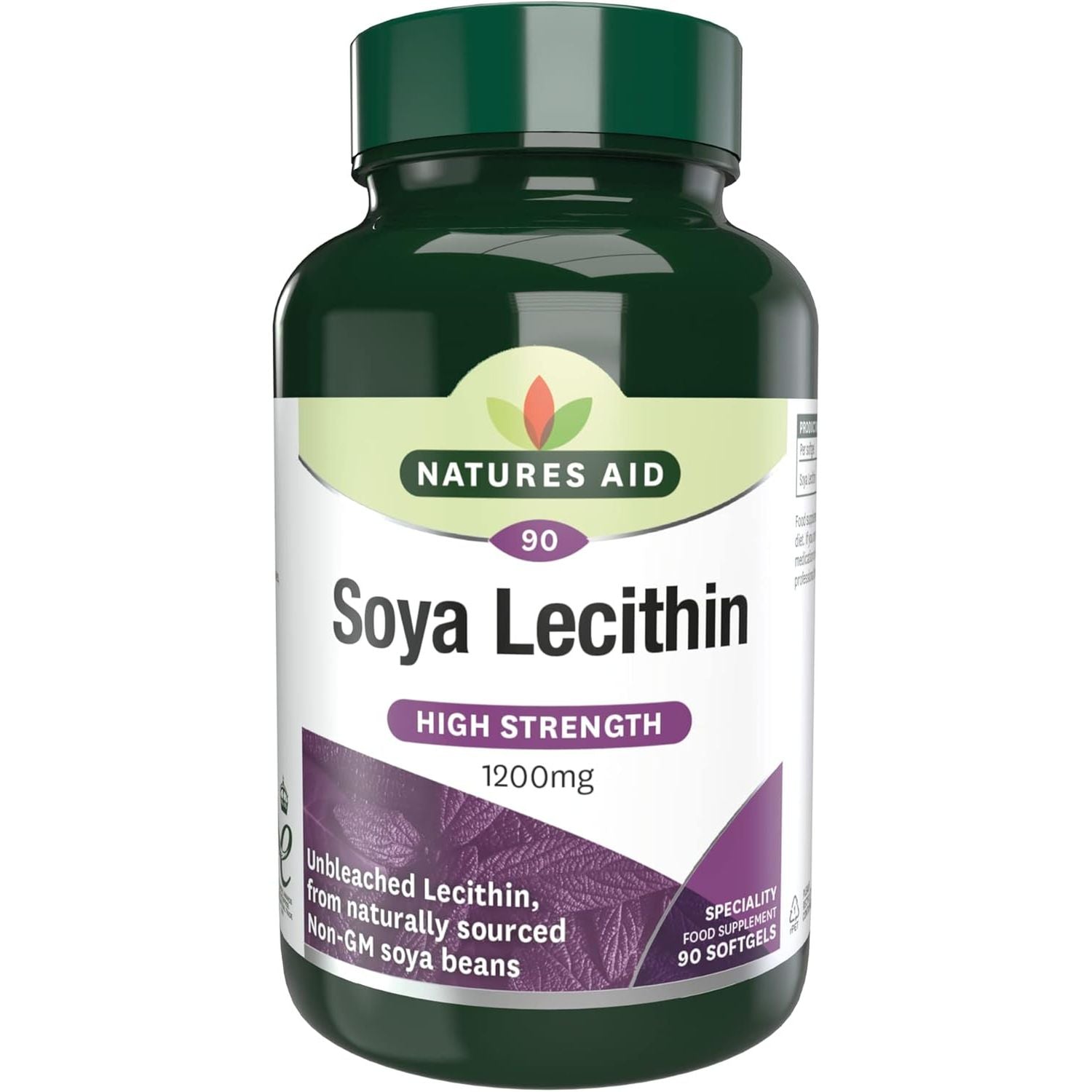 Natures Aid Soya Lecithin 1200Mg - High Strength Phospholipids - Supports Brain Health, Liver Function & Metabolism - Natural Food Supplement - Non-Gmo, Gluten-Free, Salt and Sugar Free - 90 Softgels