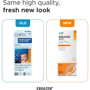 EQUAZEN Baby Capsules | Omega 3 & 6 Supplement | Supports Brain Function | Blend of DHA, EPA & GLA | Add to Food/Drink | for Babies from 6 Months to 3 Years | 30 Capsules