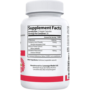 UT Flow #1 D-Mannose & Cranberry Urinary Tract Cleanse | High Strength Bladder & Kidney Health | 60 Vegetable Capsules