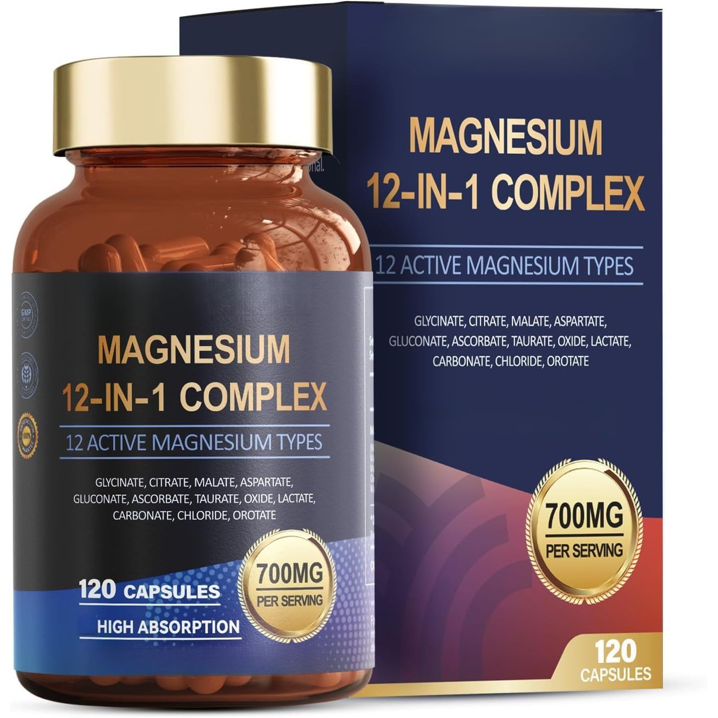 Magnesium Complex 12 in 1 Magnesium Supplement,Muscle,Heart Support,Vegan,Non-Gmo