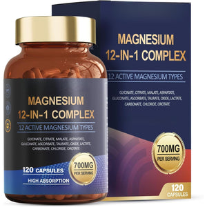 Magnesium Complex 12 in 1 Magnesium Supplement,Muscle,Heart Support,Vegan,Non-Gmo