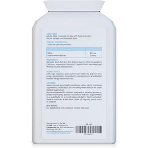 Silica 225Mg - a Potent Highly Bioavailable Form - Naturally Sourced from Bamboo Extract - 90 One-A-Day Vegan Capsules – Exclusively Manufactured in the UK