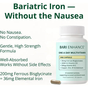 3 Month Supply - Bariatric Multivitamin with Iron 36Mg | One a Day Bariatric Vitamins for Gastric Bypass and Gastric Sleeve | ADEK Vitamins Bariatric Vitamin D and B12 | 90 Easy to Swallow Capsules