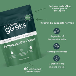 Ashwagandha KSM 66 Complex – 3000Mg Enhanced with Amino Acids & Vitamin B6 (2 Month Supply) – Ashwagandha High Strength Capsules with 250Mg Extract (Not Gummies or Powder) - Vegan, UK Made