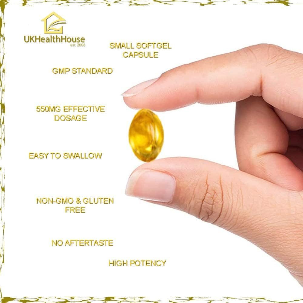 Ukhealthhouse High Strength Cod Liver Oil Vitamin a & D, EPA, DHA Softgels 550Mg (60 Capsules)