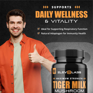 Tiger Milk Mushroom Capsules 1000Mg - High Strength | 60 Capsules | Natural Adaptogen for Immunity & Respiratory Health | Supports Daily Wellness & Vitality | 1 Month Supply, 2 a Day