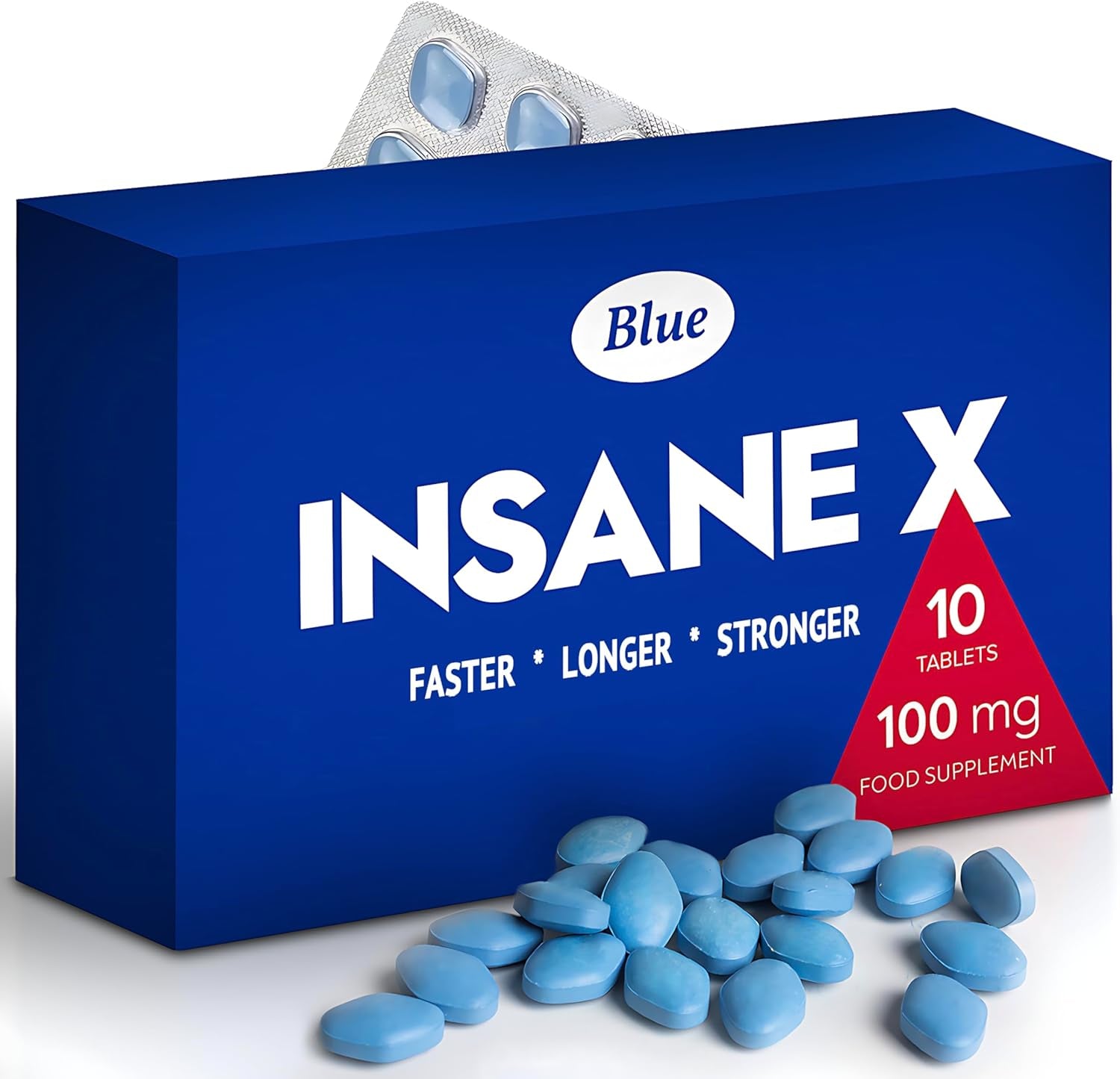 INSANE X - 10 Extra Strong Pills for Men UK - Natural Fast-Acting Ginseng Tablets for Men - for Enhanced Performance & Stamina - Food & Herbal Supplement