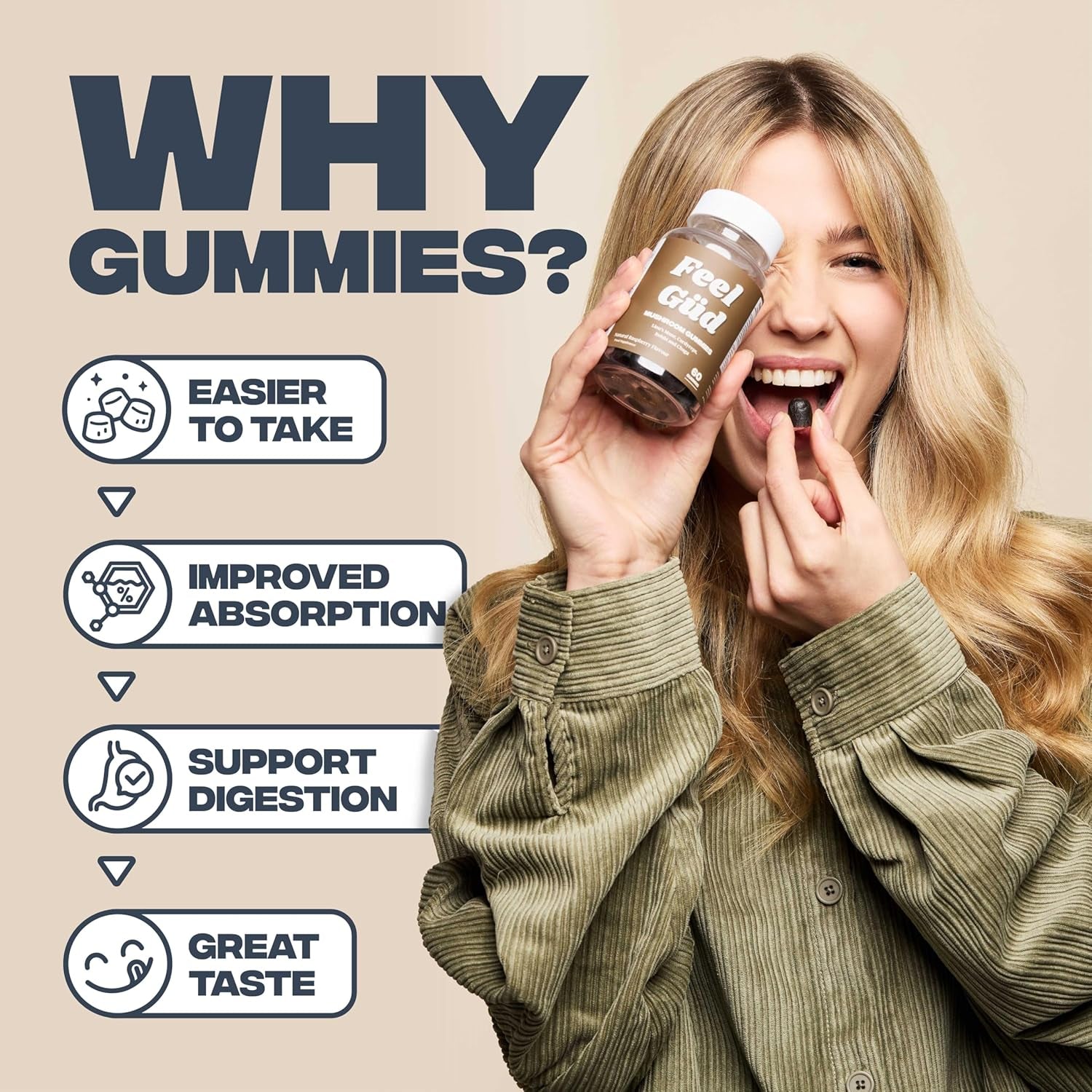 Lion'S Mane, Chaga, Cordyceps & Reishi Mushroom Gummies: 2,800Mg 4-In-1 Blend with B12 & B6. 60 Raspberry Gummies Supporting Brain Function, Sleep, Immunity & Natural Energy.