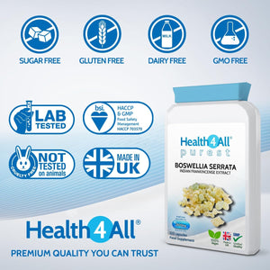 Health4All Boswellia Serrata Extract 2800Mg (303Mg Boswellic Acids per Capsule) 120 Capsules 4 Months Supply, Purest OA & Joint Support Supplement, High Strength Indian Frankincense Resin | Made in UK