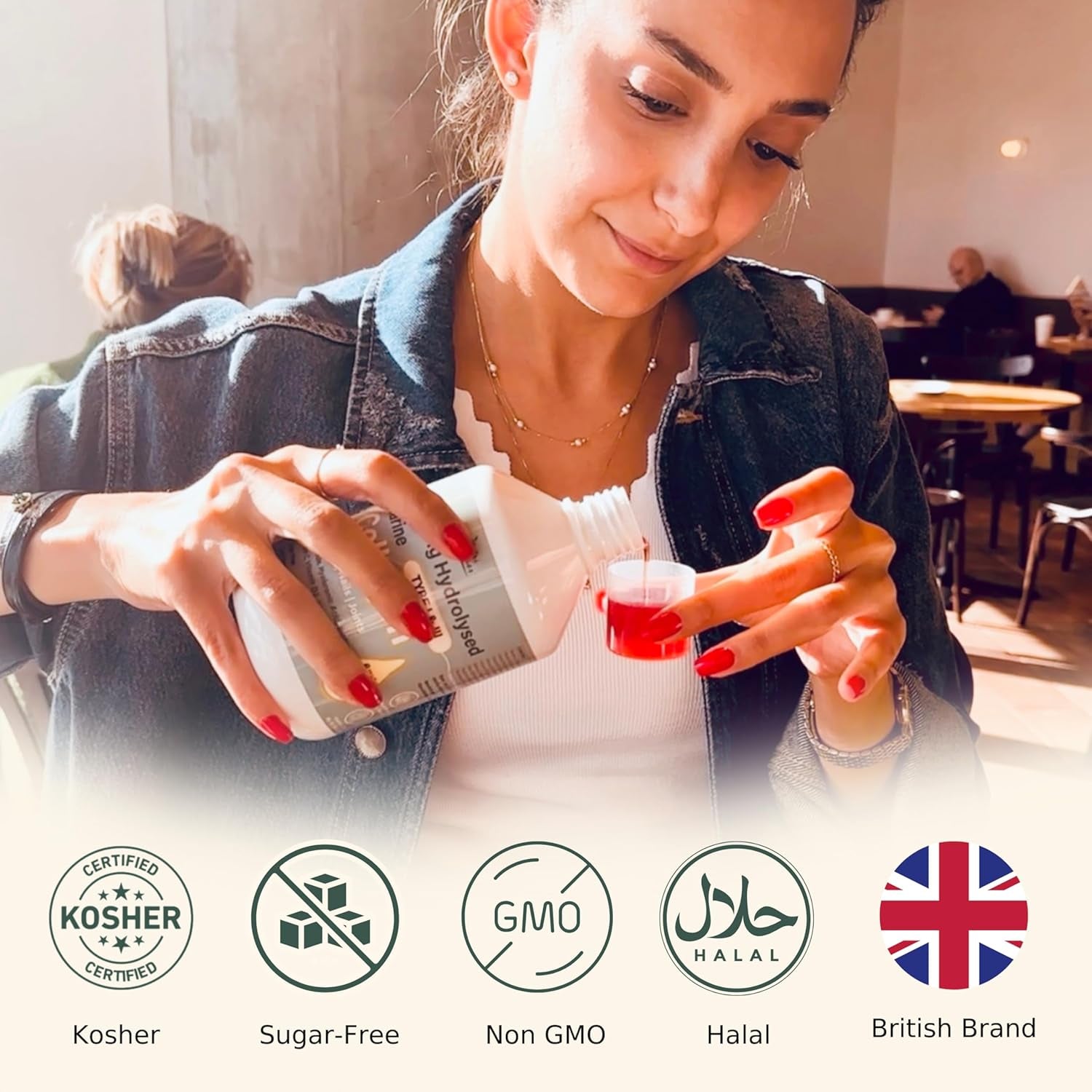 NUTRI Beauties Hydrolysed Marine Collagen Liquid Drink Supplement 10,000Mg + Hyaluronic Acid, Biotin, Vitamin C, D for Hair, Skin,Nails, Joints, 500Ml