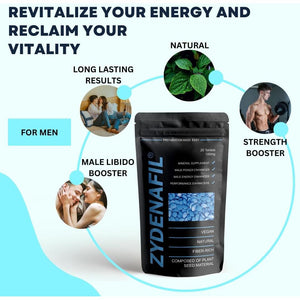 Blue Pills High-Dose Tablets for Men: 20 Count. Natural Active Ingredients. Enhanced Strength Herbal Supplement