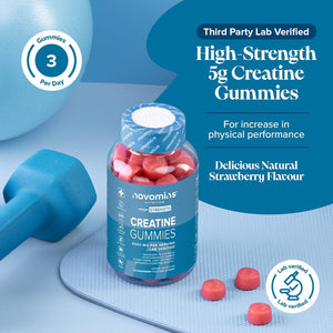Creatine Gummies - 5000Mg Lab Verified - High Strength Monohydrate Gummies - Increase Physical Performance - Alternative to Tablets, Powder & Capsules - Novomins