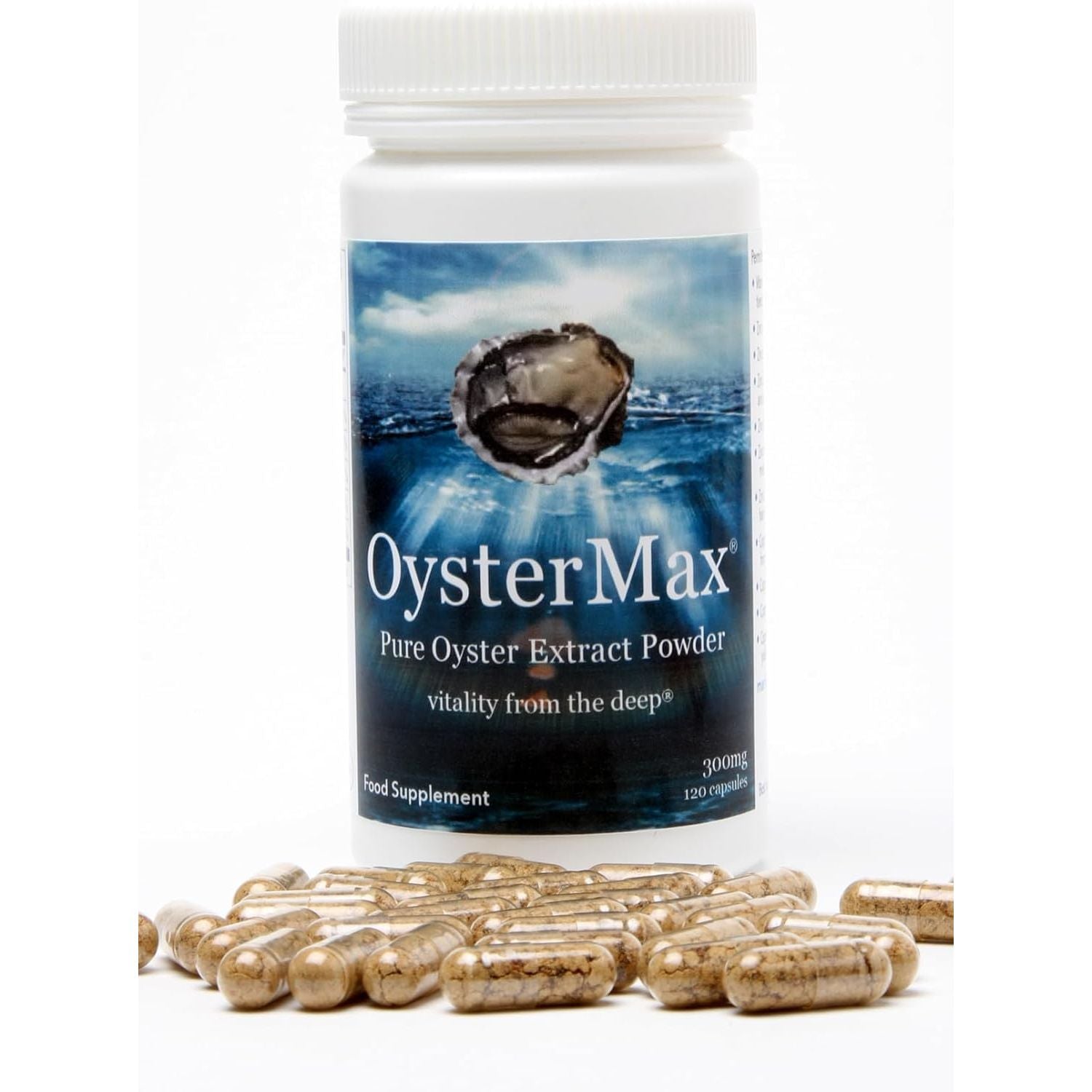 Oystermax® by Marine Healthfoods | Pure Oyster Extract | Natural Zinc Supplement | Energy Booster | Contains Natural Zinc from Oysters | 120 Capsules (1) (Zinc Supplement - Pack 1)