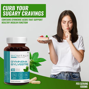 Gymnema Sylvestre Capsule 1000Mg | Dietary Supplement for Healthy Blood Sugar Levels | Chromium Picolinate Alternate| Support Metabolism - 60 Vegan Capsules
