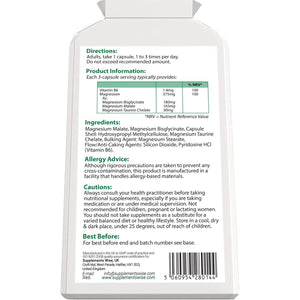 Triple Magnesium Complex - 3 in 1 Blend - Bisglycinate, Malate and Taurate with Vitamin B6 - Magnesium Complex Supplements Suitable for Women and Men - 120 High Strength Capsules