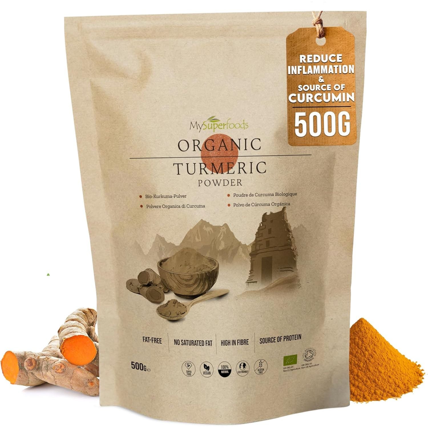 Turmeric Powder | Organic | 500G | Natural Source of Curcumin | Mysuperfoods