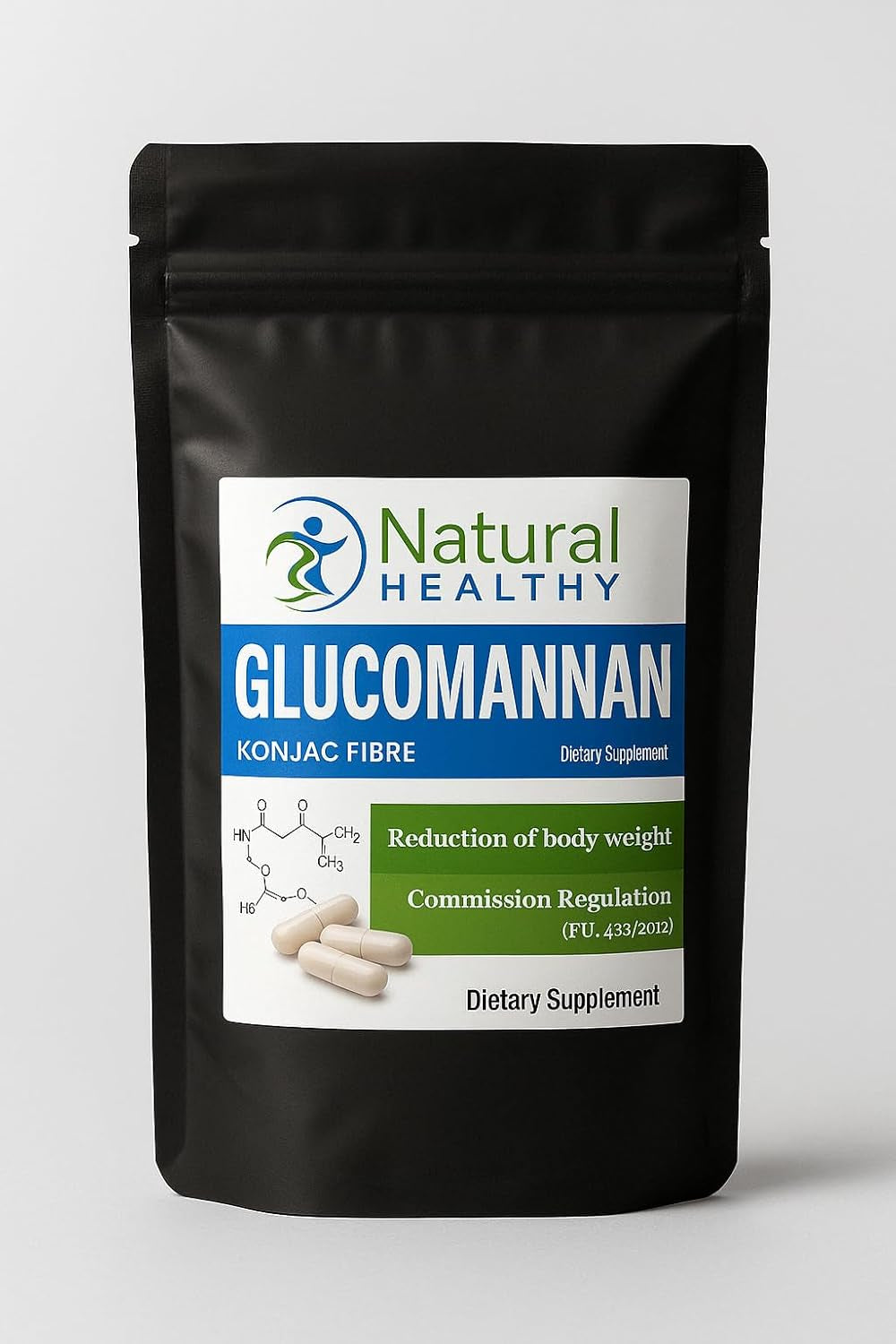 Glucomannan Capsules - High Fiber Supplement for Digestive Health & Weight Management for Man and Women - 60 Capsules - Suitable for Vegans