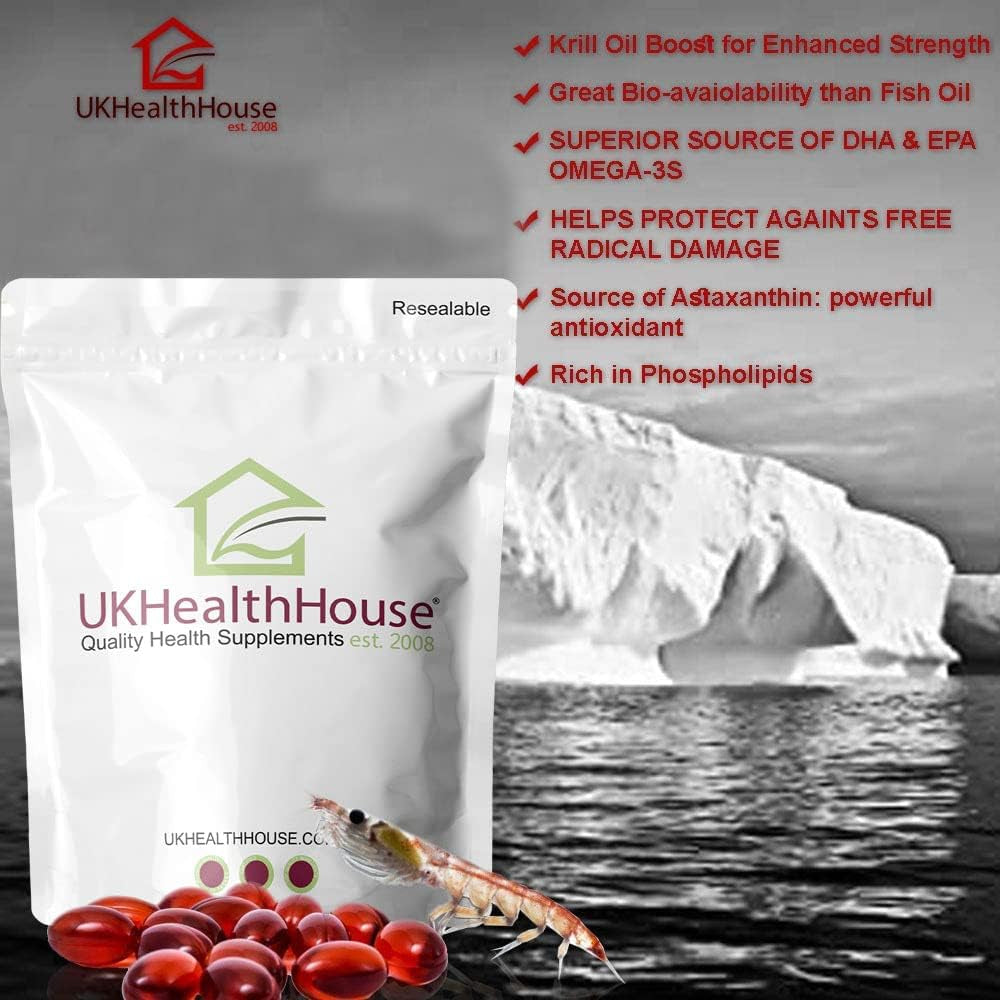 Ukhealthhouse Premium - Superba Pure Red Krill Oil Capsules - 500Mg X 90 - Extra High Strength