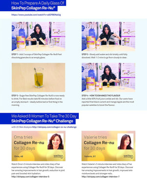 Premium Hydrolysed Marine Collagen Peptide Powder + VIT C, B Complex Hyaluronic Acid, & Stevia. Clean Light Taste/No Fishy Smell - Skinpep Collagen Re-Nu 300G - 30 Days Supply