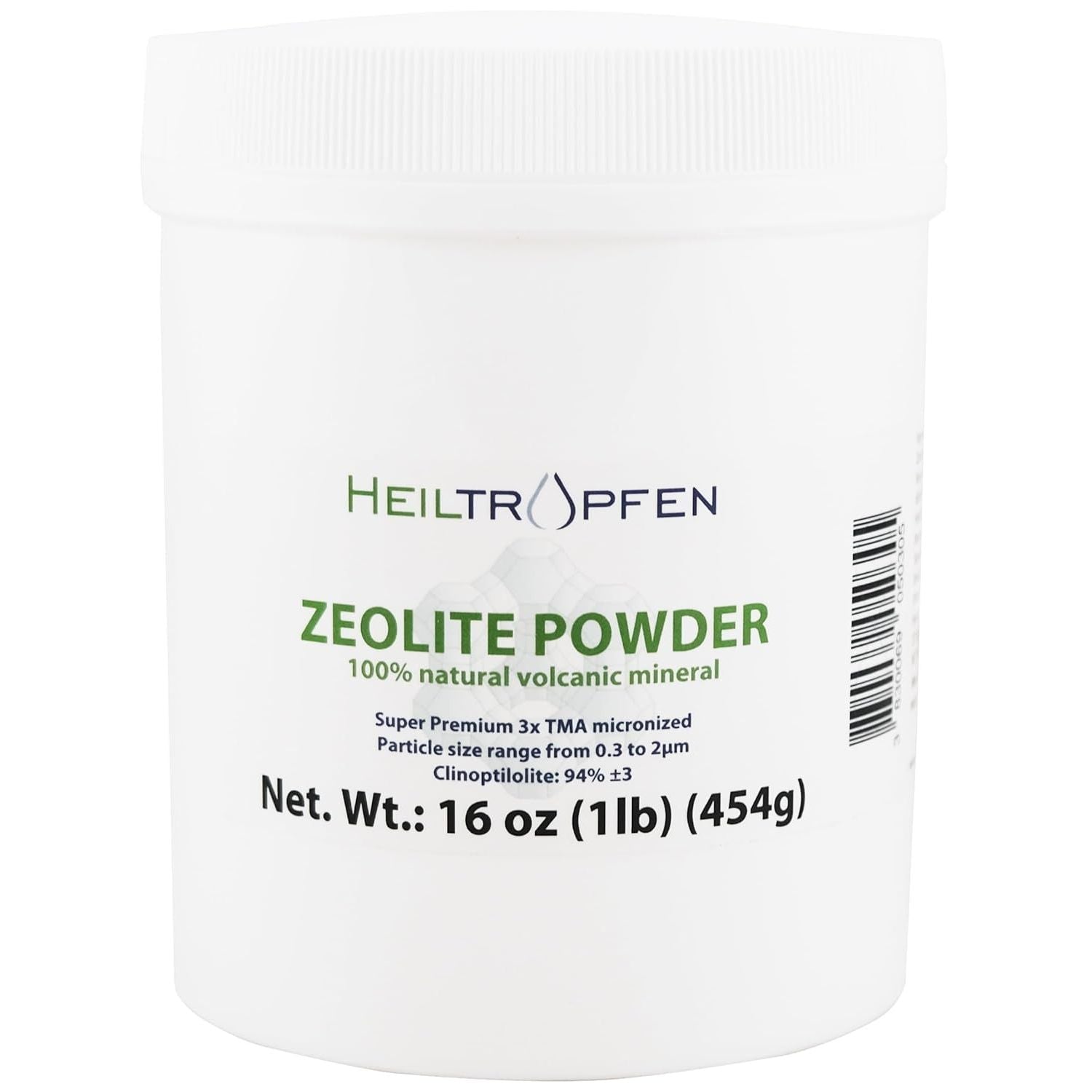 Zeolite Powder | 3X Activated | 1 Pound - 454 G | Ultra FINE Less-Than 2 Μm | Clinoptilolite 94%+-3 | Natural Mineral Dust | Heiltropfen®