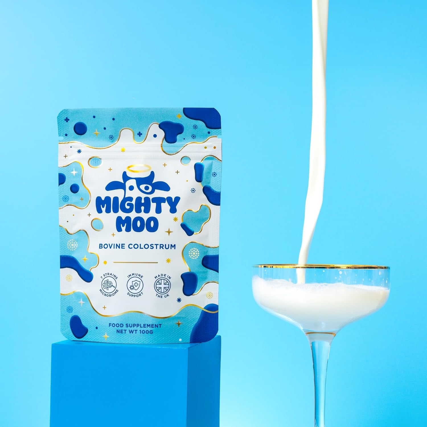 Bovine Colostrum Powder Supplement with Probiotics for Gut Health, Immune Support & Bloating, High Igg Levels Unflavoured, 30 Servings 100G.