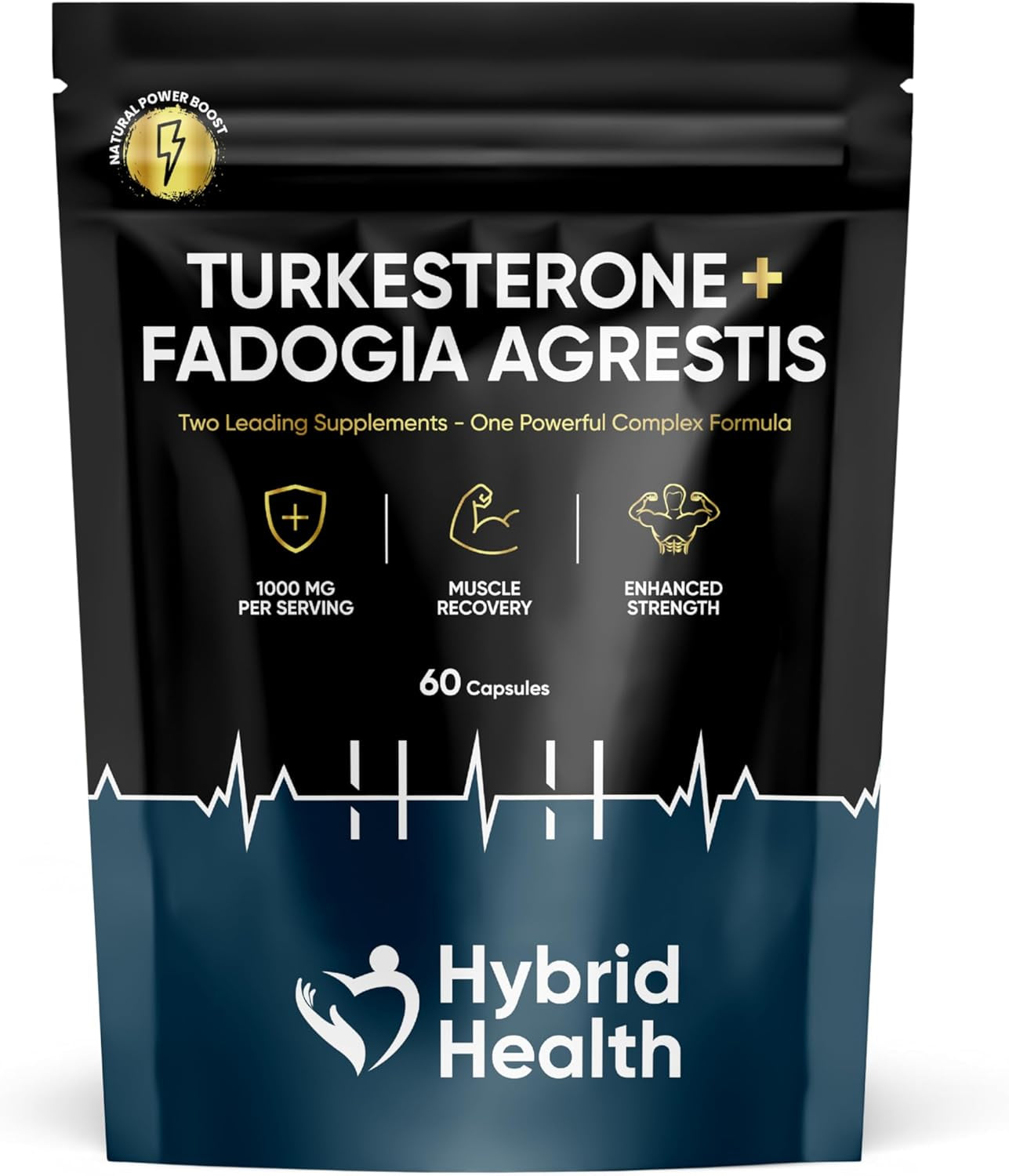 Turkesterone + Fadogia Agrestis | 1000 MG | Maximum Strength Supplement | Strength, Performance & Power | 100% Natural Non-Gmo Vegan | 60 Capsules