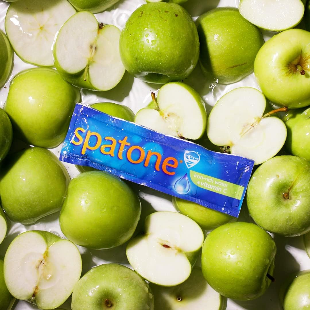 Spatone Natural Iron Supplement + Vitamin C (42 Sachets), Daily Convenient Liquid Iron Sachets, Nothing Artificial, Better Absorption than Tablets, Less Side Effects, Apple Flavour