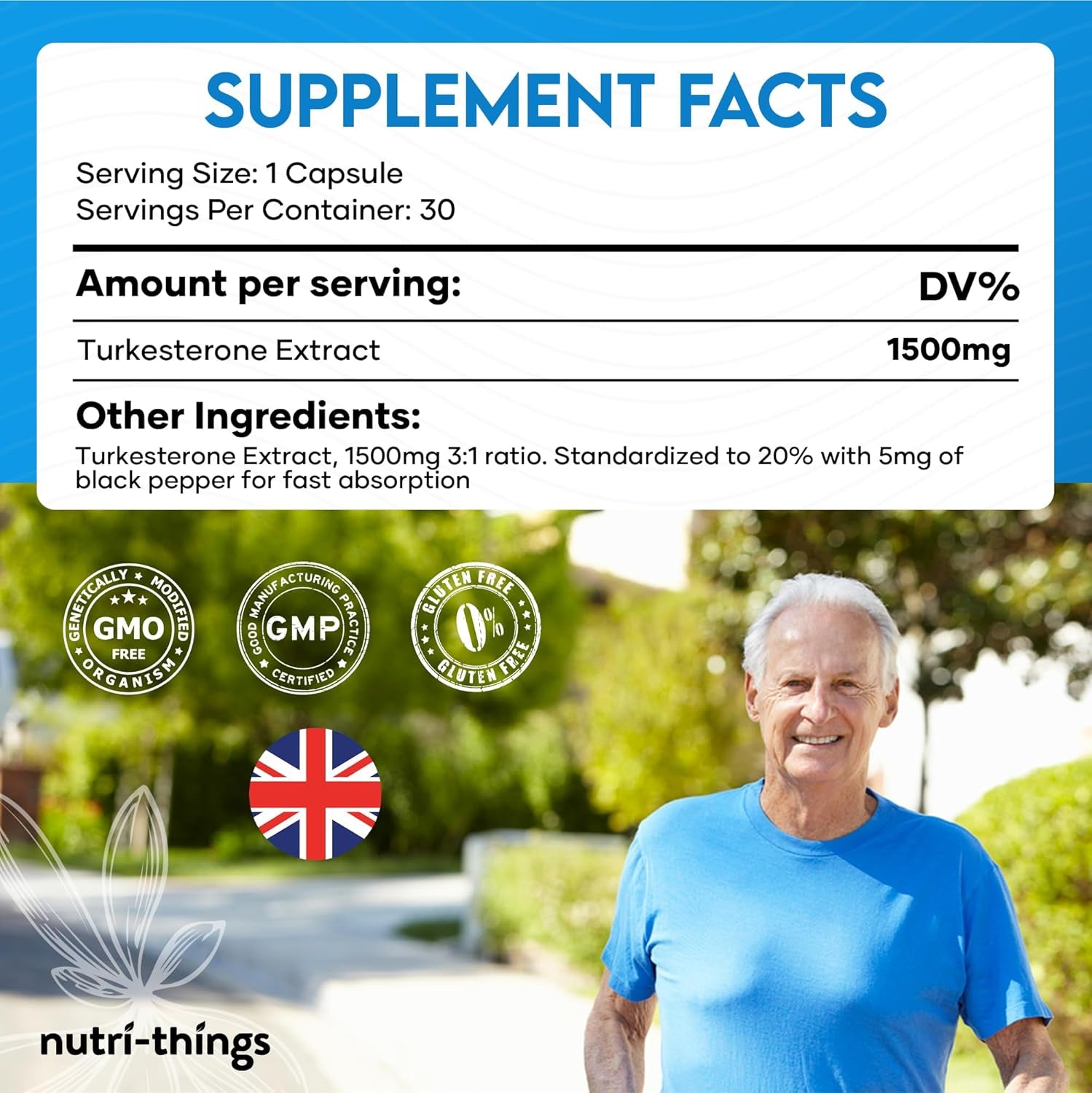 Turkesterone Capsules - 1500Mg Turkesterone - Muscle Growth and Recovery Support - Adaptogenic Properties - One Month Supply - Non-Gmo, Gluten-Free - 30 Capsules