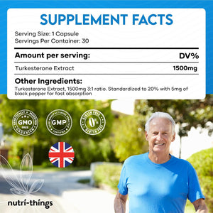 Turkesterone Capsules - 1500Mg Turkesterone - Muscle Growth and Recovery Support - Adaptogenic Properties - One Month Supply - Non-Gmo, Gluten-Free - 30 Capsules