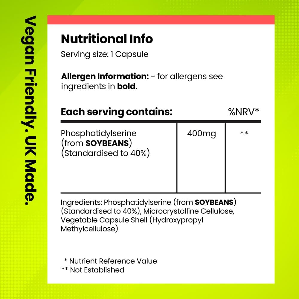 Phosphatidylserine 400Mg | High Strength Nootropic Supplement | 60 Vegan Capsules | 2-Month Supply | Memory, Stress & Anxiety Relief, Concentration & Brain Health Support | Uk-Made | Fitimins