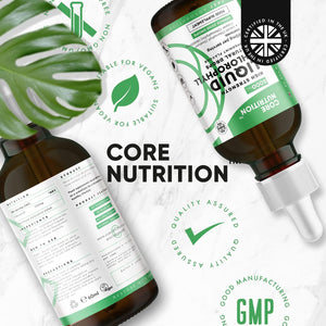 Liquid Chlorophyll Drops for Water - High Strength of 6000Mg per 60Ml Bottle at 4X Concentration - 2 Month Supply of Chlorophyll Liquid Drink - Made in UK by Core Nutrition