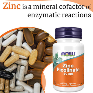 Now Foods, Zinc Picolinate, 50Mg, High Dose, 1 Capsule Every 2 Days, 60 Vegan Capsules, Lab-Tested, Gluten Free, SOYA Free, Non-Gmo, Vegetarian