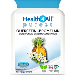 Health4All Quercetin 400Mg + Bromelain 100Mg per Capsule, Natural Antihistamine, Balances Immune Response, Pure Vegan 60 Capsules (Not Tablets) | Made in UK
