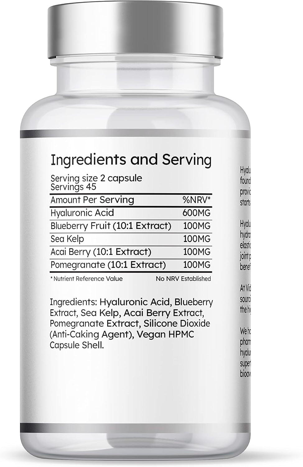 Hyaluronic Acid & Superfruits 1000Mg Complex | 90 Capsules | High Strength | Boosted with Superfruits | Vegan