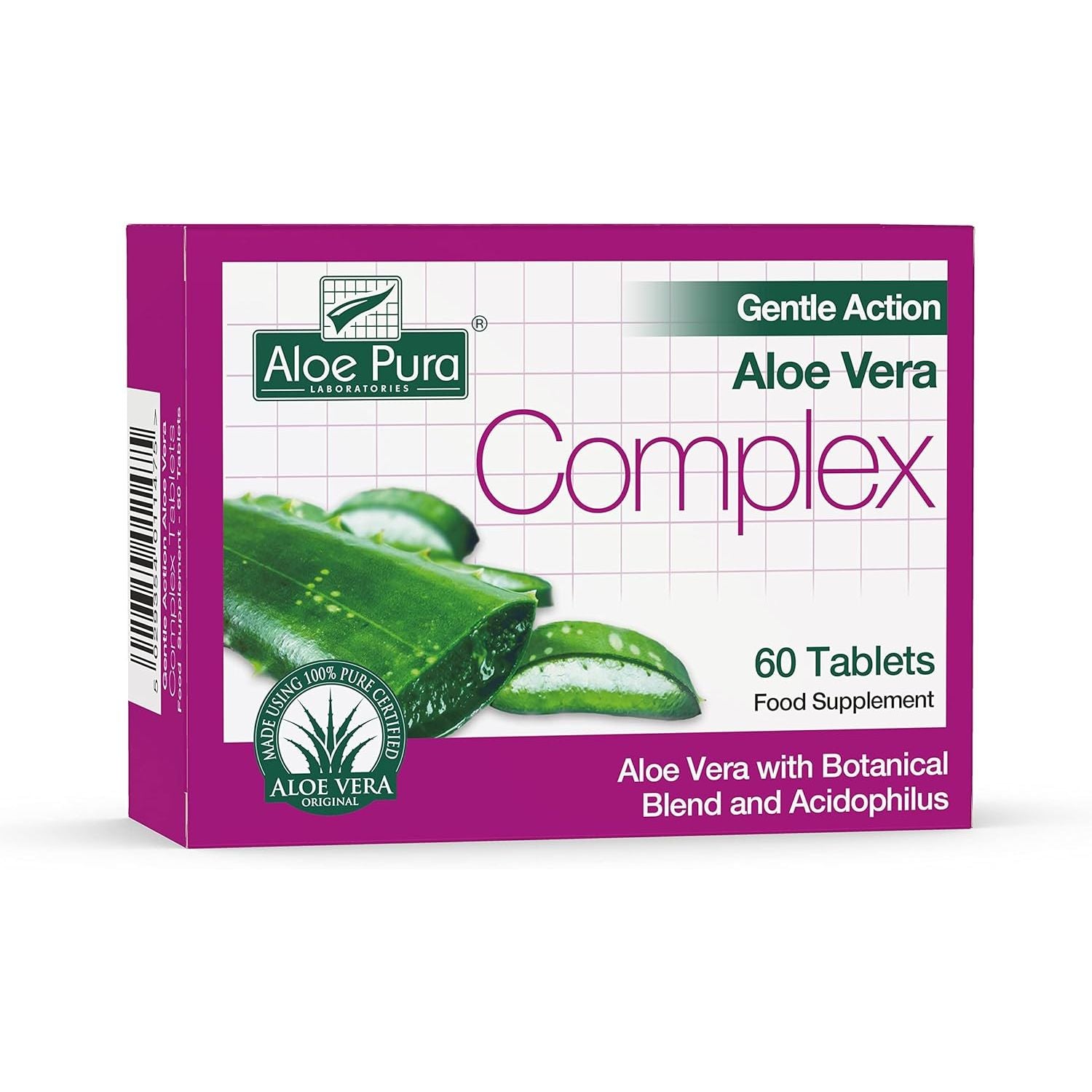 Aloe Pura Gentle Action Aloe Vera Complex 60 Tablets (Pack of 3)