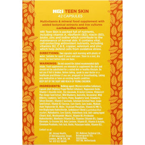 HRI Teen Skin Kids Vitamins - Multivitamin for Kids 12-18 Years - to Aid Health and Well Being of Teens. Healthy Immune System, Gut, Skin Care for Teenage Girls and Boys. 42 Vegan Capsules