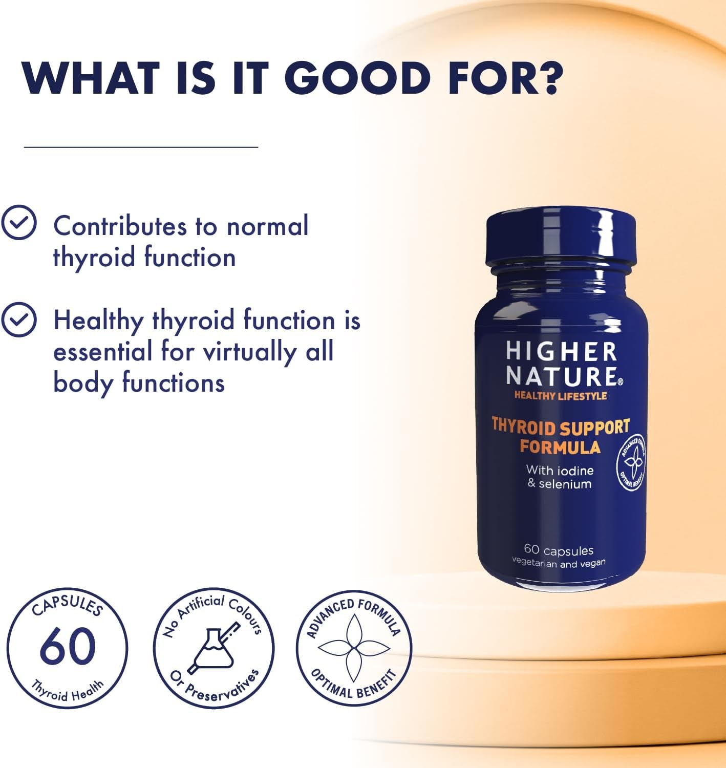 Higher Nature - Thyroid Support Formula - with Iodine & Selenium - Thyroid Support Supplement - Vegetarian & Vegan - 60 Capsules